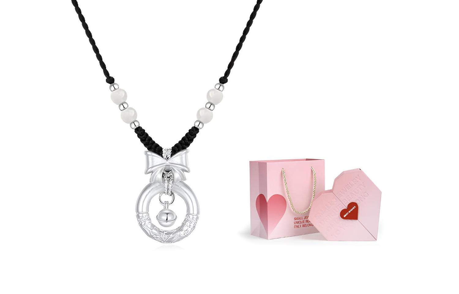 

Ожерелье из клубничного кварца для женщин MISS TOOYA, Bell Bowknot Necklace+Valentine'S Day Box