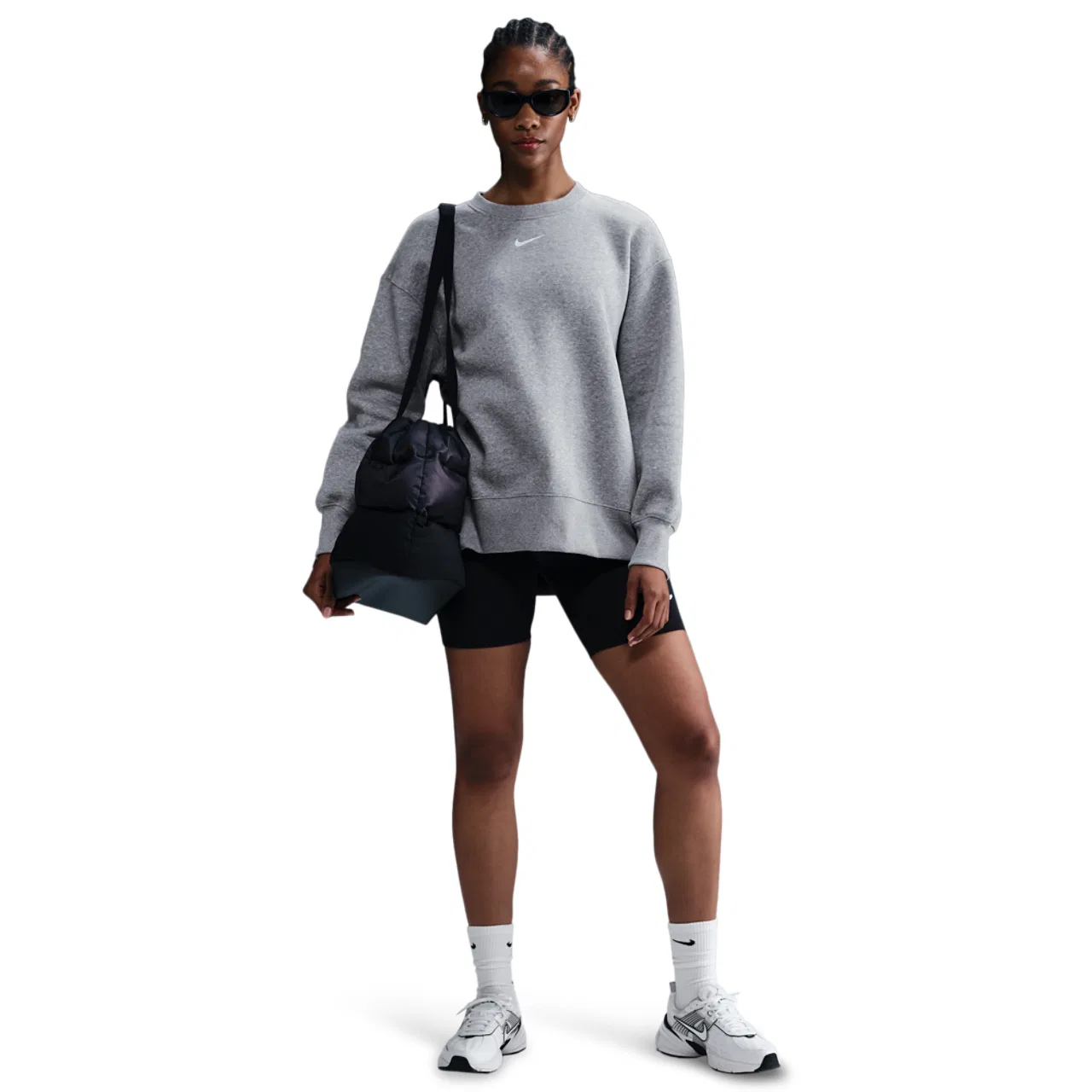 Женская флисовая кофта Nike NSW Phoenix Fleece, цвет Dk Grey Heather/Sail — фото 3