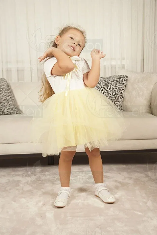 Детское платье для девочек с воротником Neocotton, Short-Yellow — фото 3