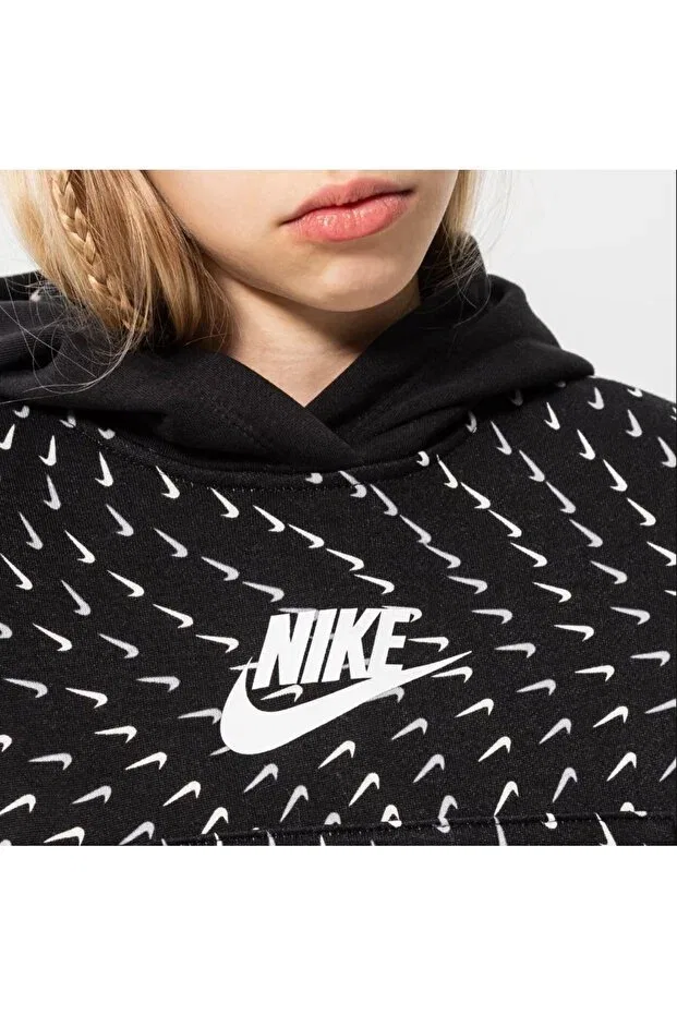Детское худи для девочек с принтом Nike, Siyah — фото 4