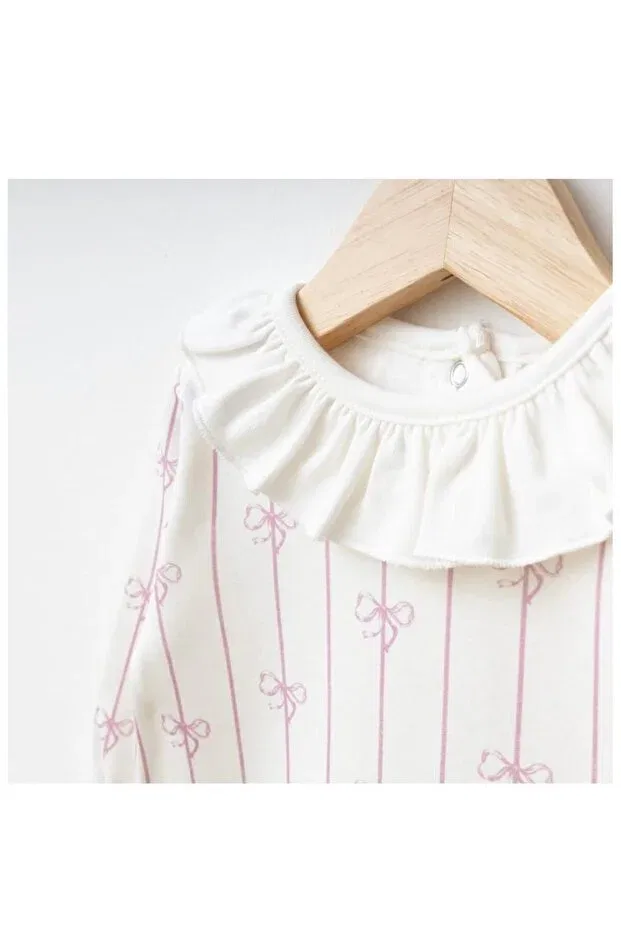 Детское боди-комбинезон с принтом Bow Print Baby Long, Lila — фото 2