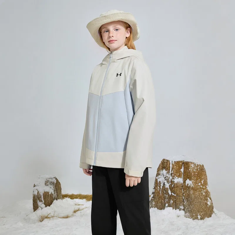 Детская тонкая куртка с капюшоном на молнии Under Armour, Light Gray — фото 4