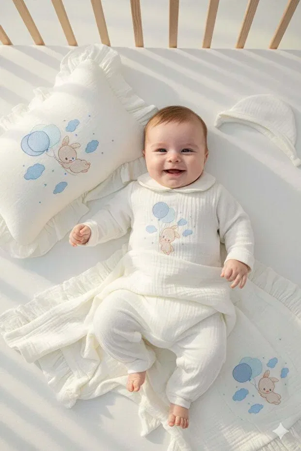 Детский комплект для новорожденных хлопковый Balloon rabbit personalized Babiesfirst, White — фото 2