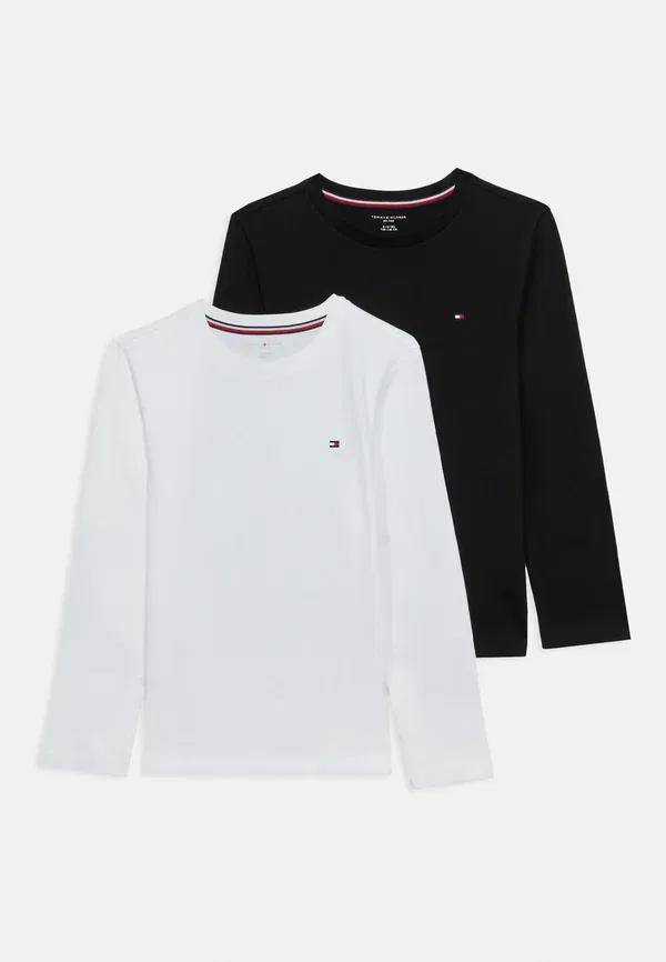 Комплект футболок с длинным рукавом, хлопковые, signature long sleeve lounge t-shirts, Tommy Hilfiger, White, белый
