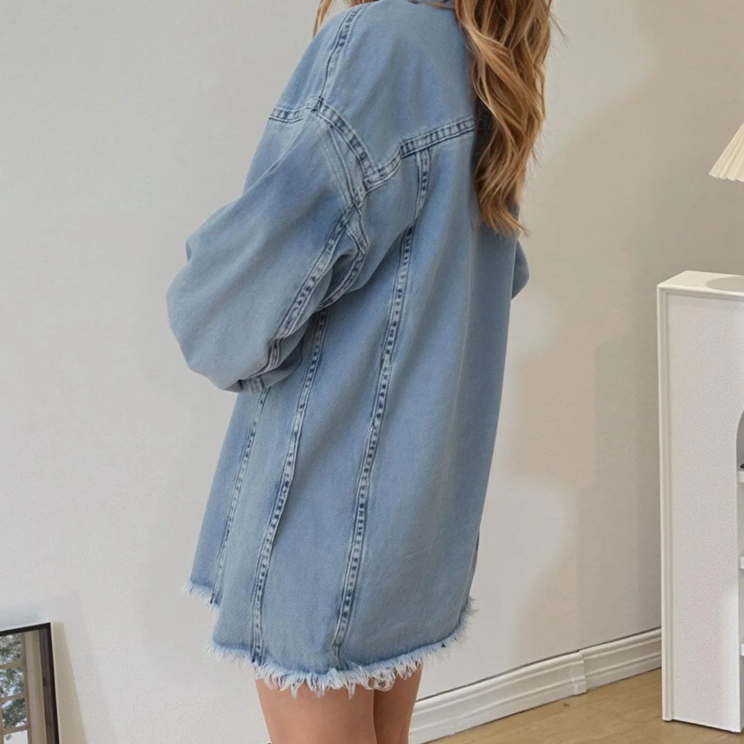 Женская джинсовая куртка с принтом Vintage Denim, Azzurro — фото 4