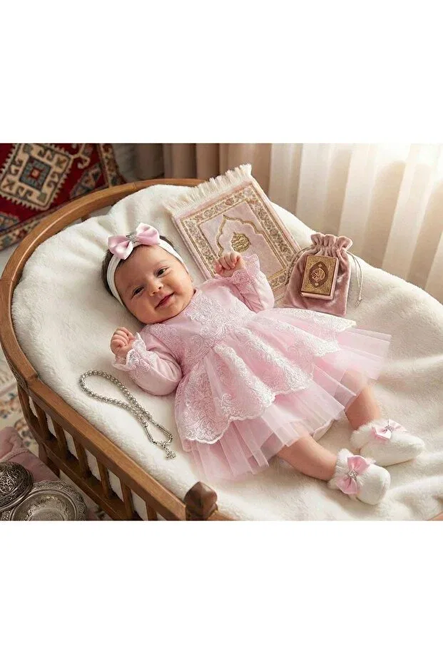 Детский комплект для девочек с кружевом Eda Baby, Pink