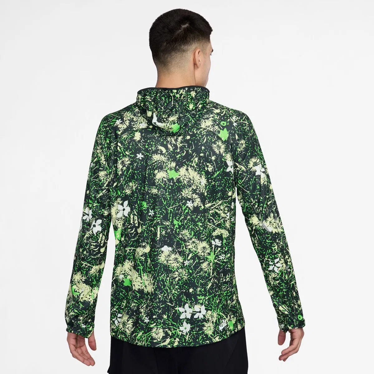 Мужская худи с длинным рукавом Solar Chase AOP Nike, Mean Green/Black Spruce/Summit White — фото 2