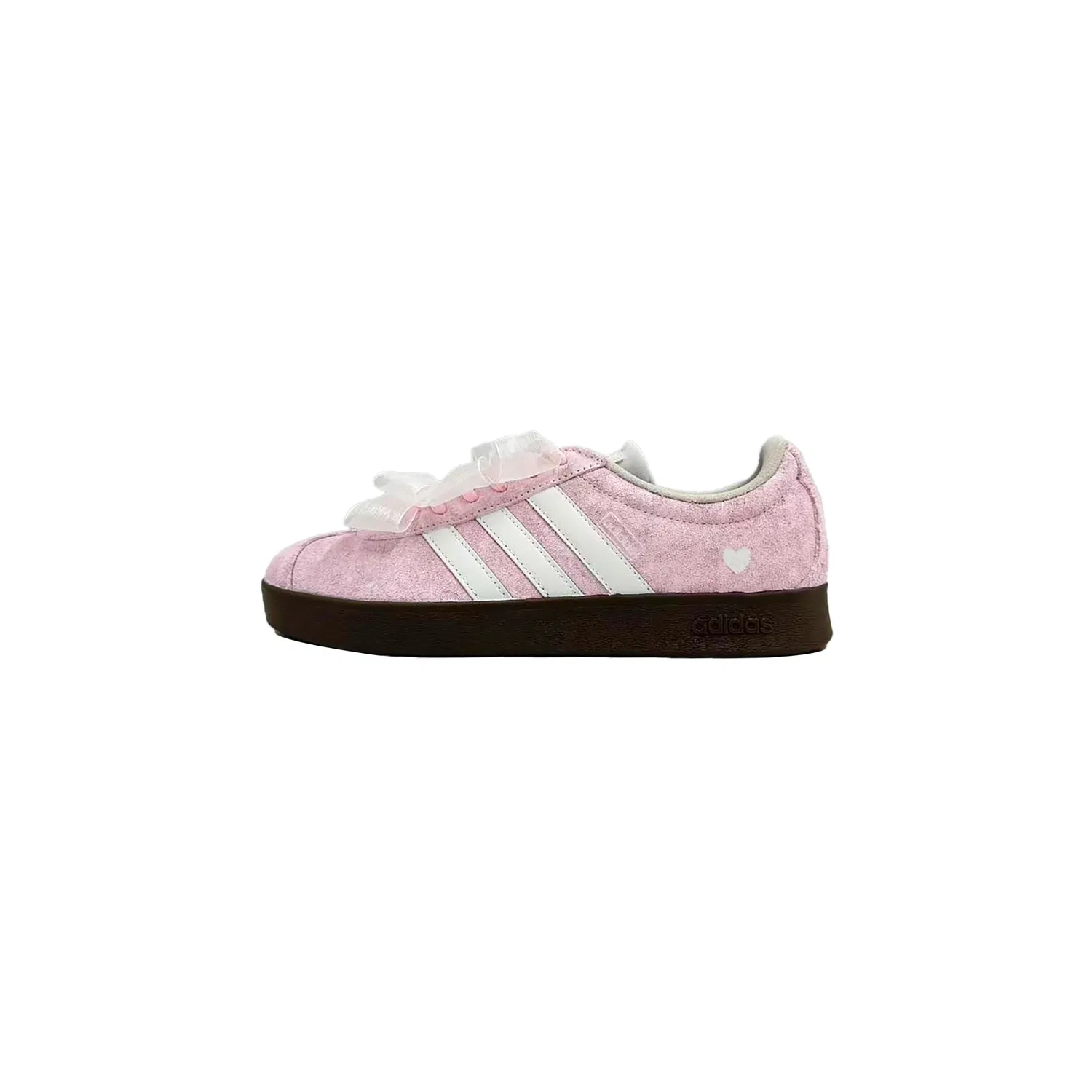 Кеды для девочек с розовым верхом и белыми полосками VL Court 2.0 German Army Trainers, Adidas Neo, Pink/White