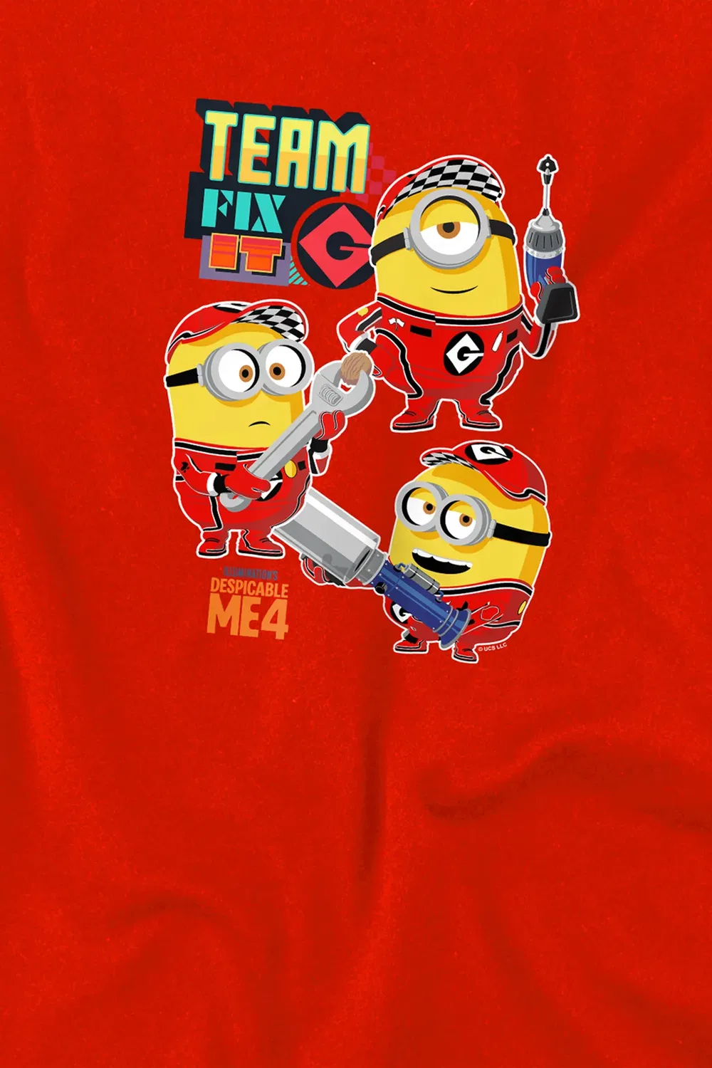 Детская футболка с принтом Despicable Me 4 Team Fix It Kids Nbcu, Red — фото 2