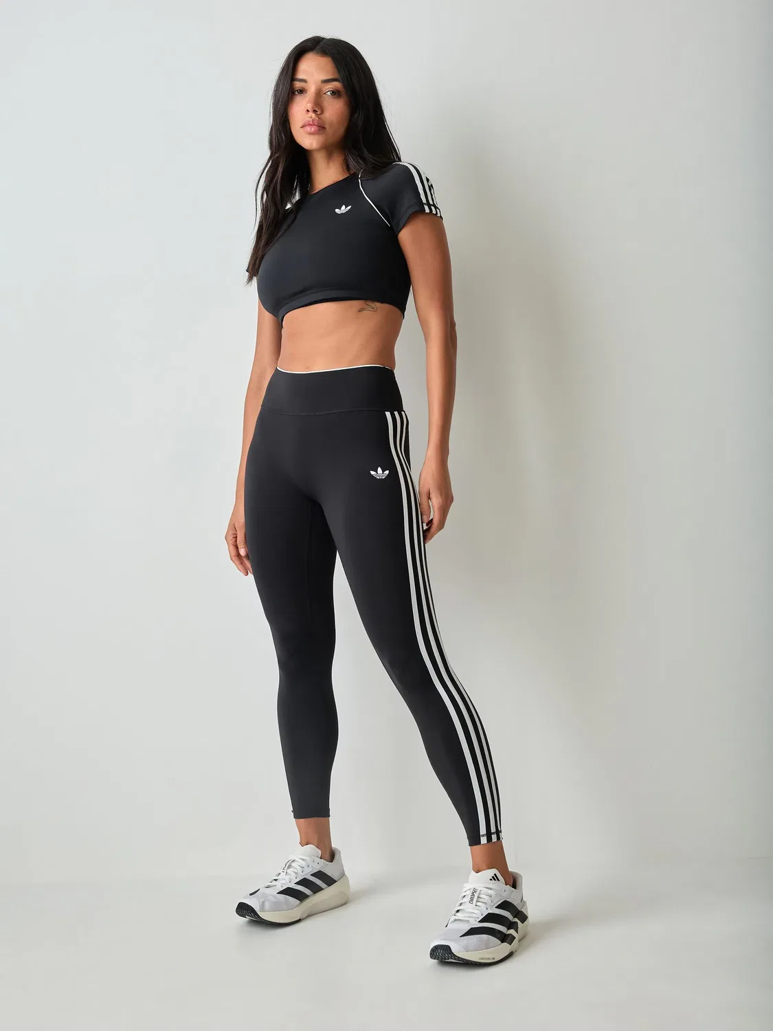 Черные спортивные леггинсы с 3 полосками adidas Originals