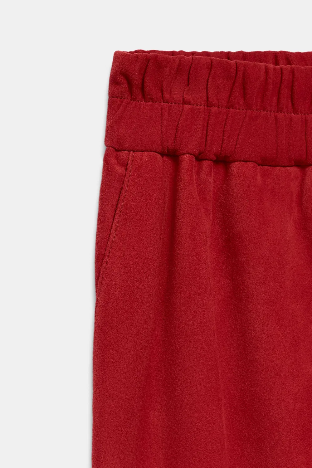 Юбка миди из 100% натуральной кожи от ZW Collection ZARA, Red — фото 4
