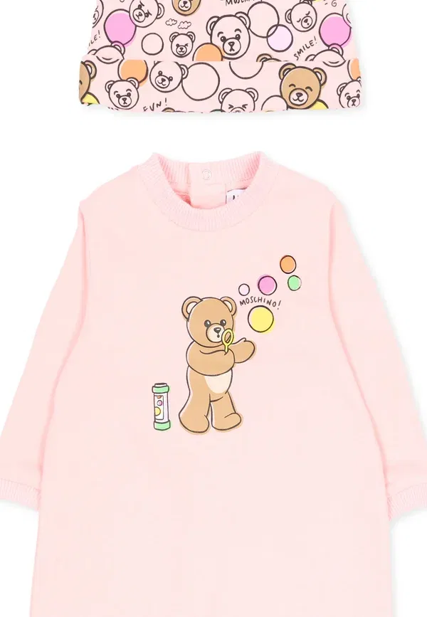 Комплект боди и шапка с животными Babygrow+Hat set unisex Moschino, sugar rose — фото 3