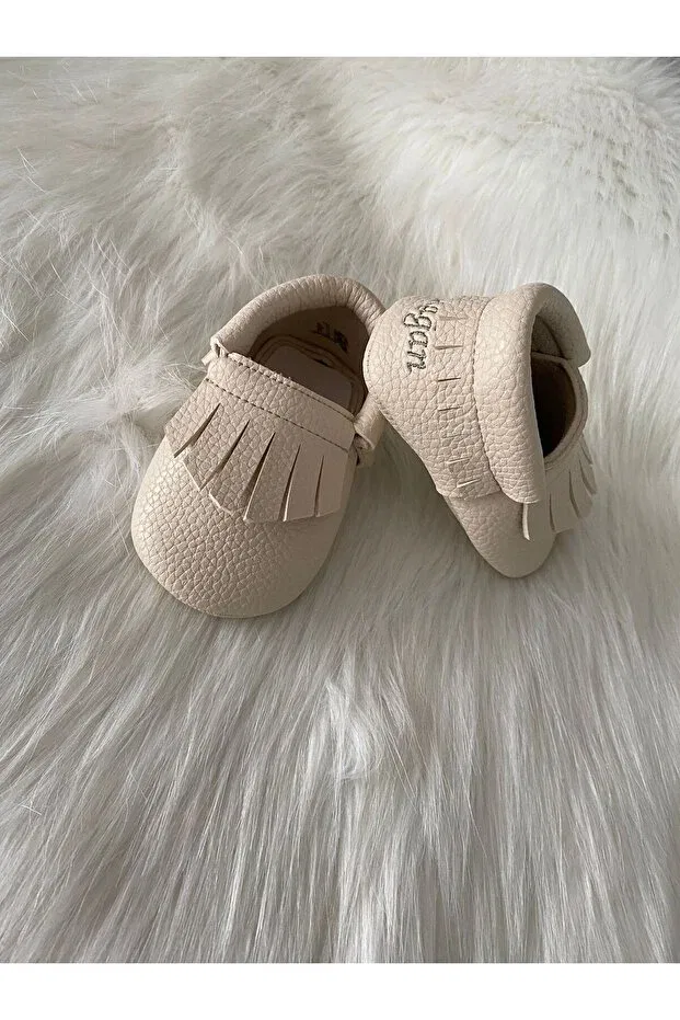 Детские мокасины для новорожденных без каблука Betülün Diktikleri, Beige