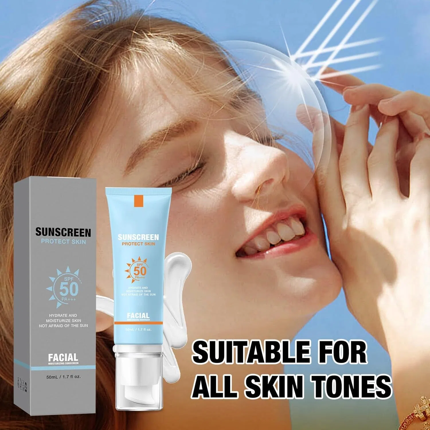Лицевой солнцезащитный крем SPF 50+, Moisturising, Hailmkont, 50 мл — фото 2