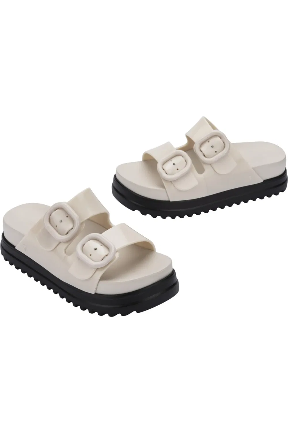 Сандалии детские платформа с рифленой подошвой Cozy Platform Slide Mini Melissa, черный/бежевый — фото 3