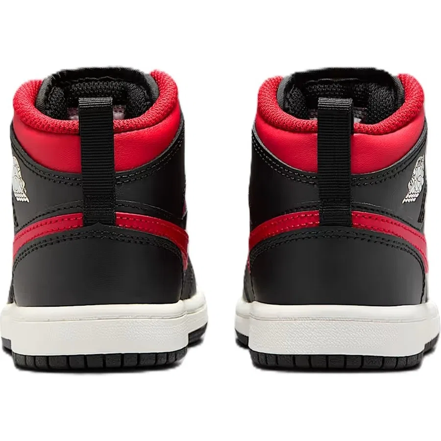 Кроссовки повседневные с кожаным верхом Nike Air Jordan 1 Mid PS, Черно-красный — фото 4