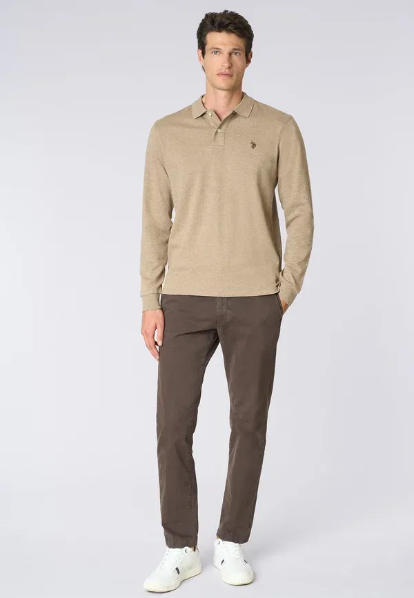 Брюки хлопковые Chinos U.S. Polo Assn., marrone, коричневый — фото 2