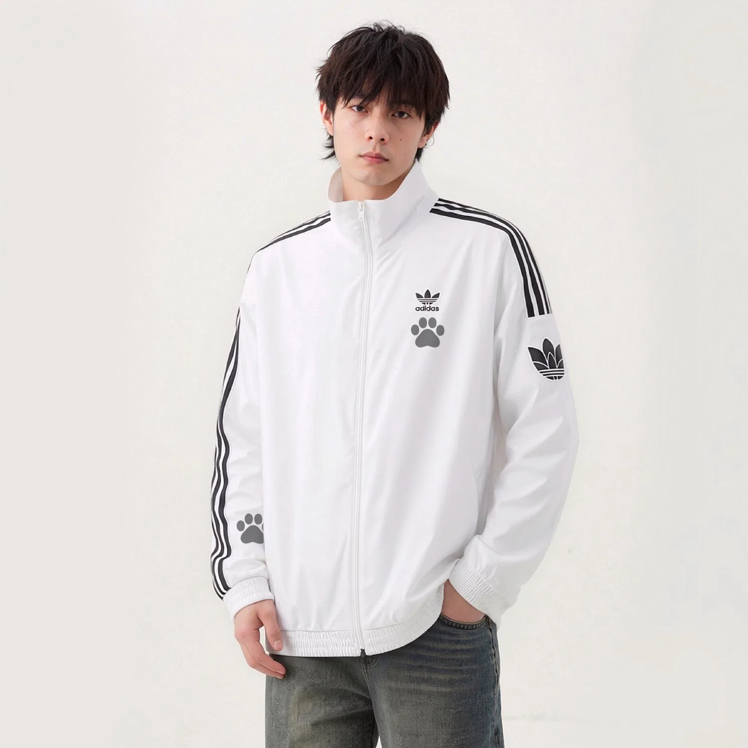 Женская куртка с принтом Adidas Originals, Белый — фото 3
