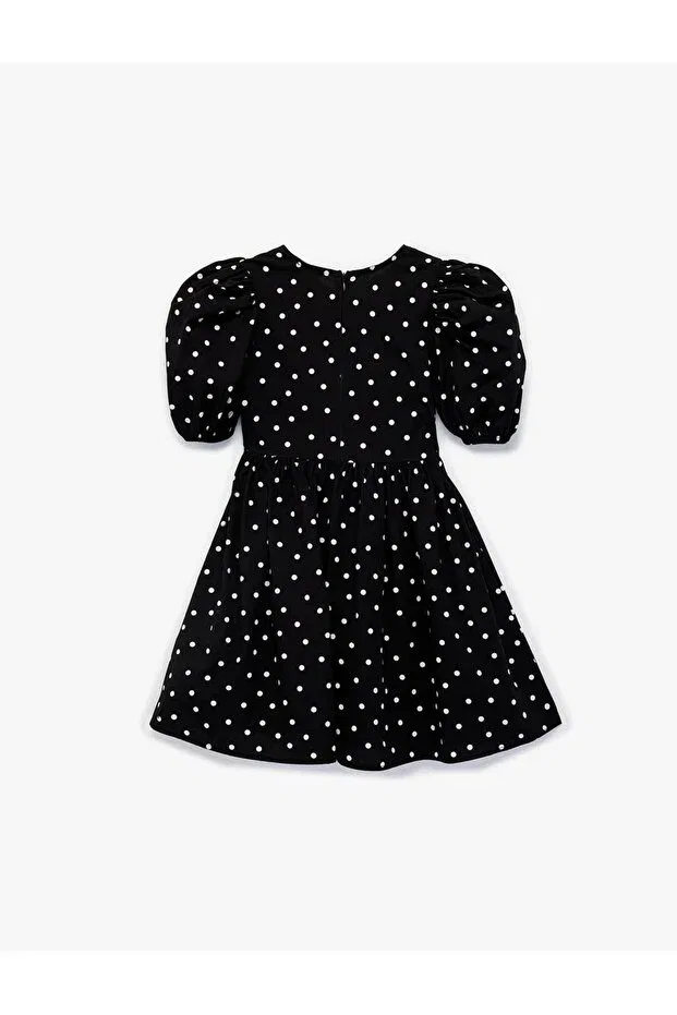 Детское платье для девочек с коротким рукавом Polka dot black girls' dress 6skg80006aw Koton, Black Patterned — фото 2