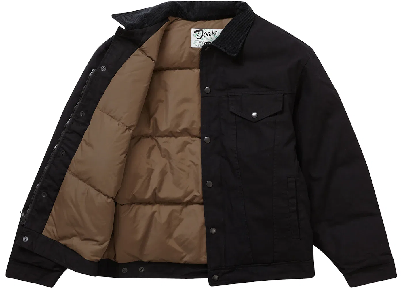 Мужская куртка-бомбер с принтом Schott Canvas Down Trucker Supreme, Black — фото 2
