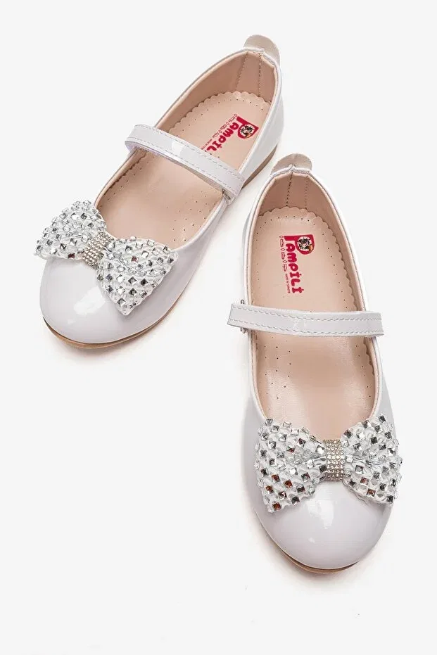 Детские балетки для девочек с ортопедической стелькой Minican, White Patent Leather — фото 3