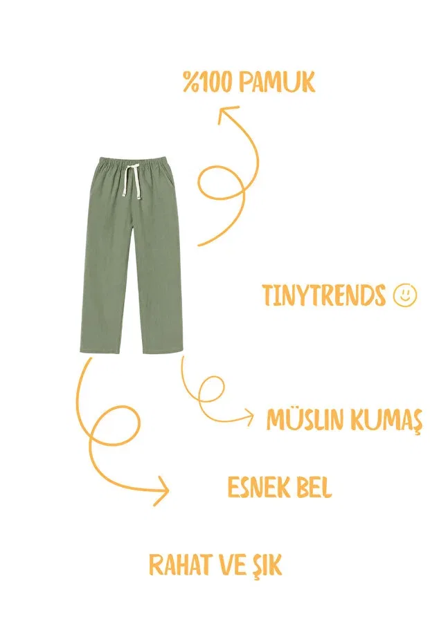 Детские брюки для девочек хлопковые Tinytrends, Water Green — фото 2