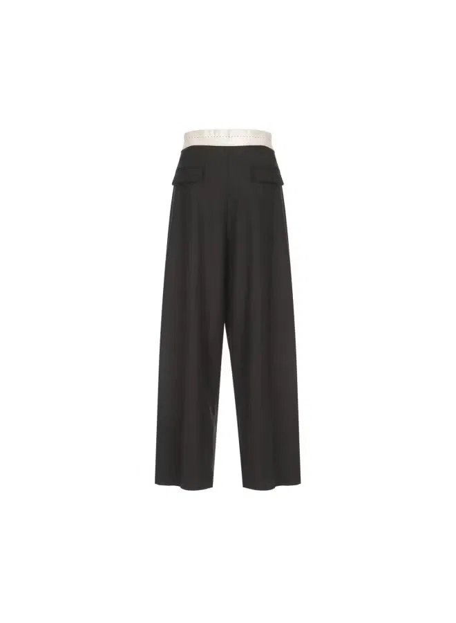 Брюки широкие с цветными вставками Zara, черно-белый — фото 3