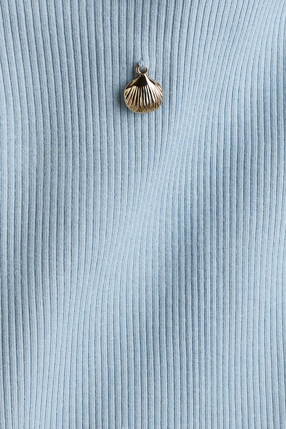 Топ из ребристого хлопка H&M, Mattblau/Muschel — фото 2
