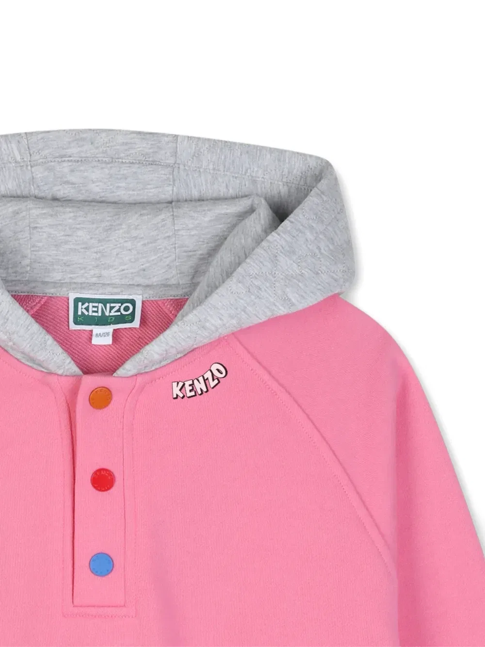 Худи с графичным принтом на пуговицах Kenzo Kids, розовый — фото 3