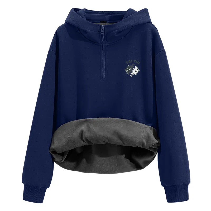 Детский худи утепленный на флисе с капюшоном MINISO, Navy Blue