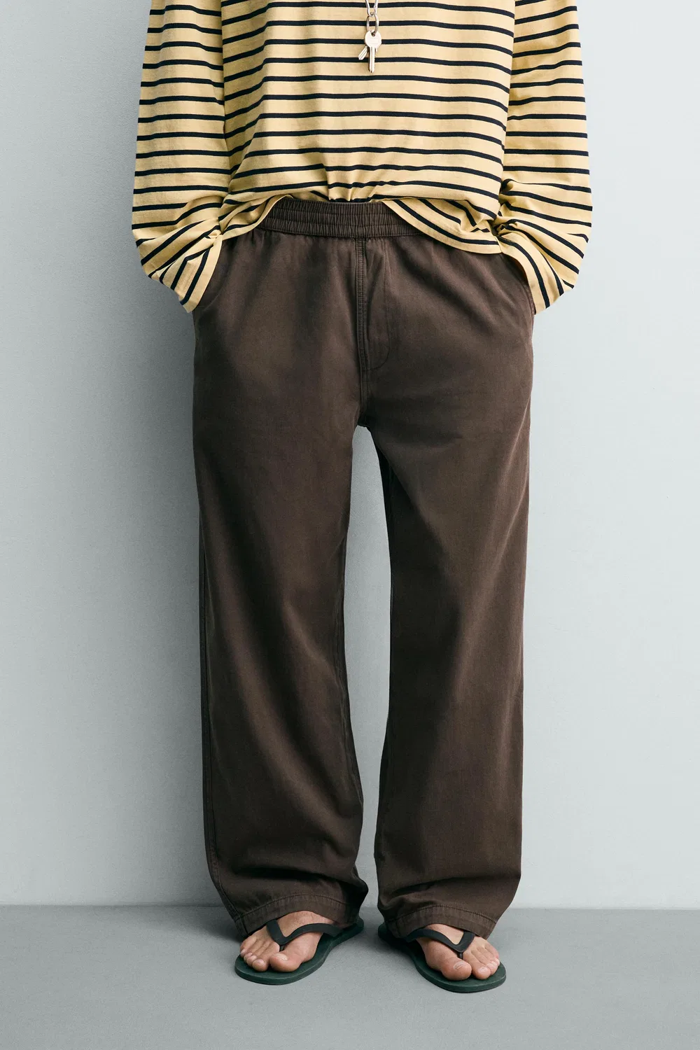 Свободные брюки в елочку ZARA, Brown — фото 2