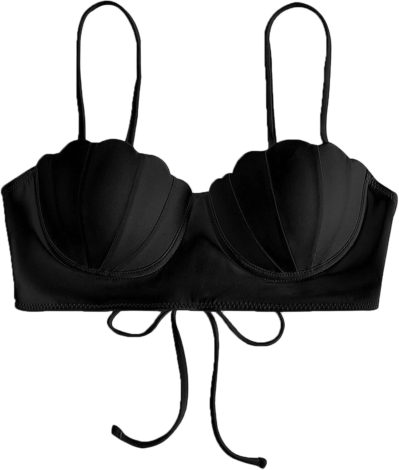 Женский бикини-топ с ракушками Push Up, Black