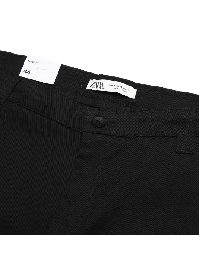 Брюки укороченные с множеством карманов Zara, черный — фото 4