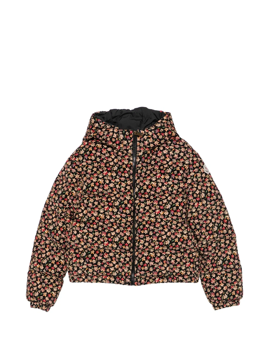 Вельветовая куртка с цветочным принтом Moncler Enfant, черный