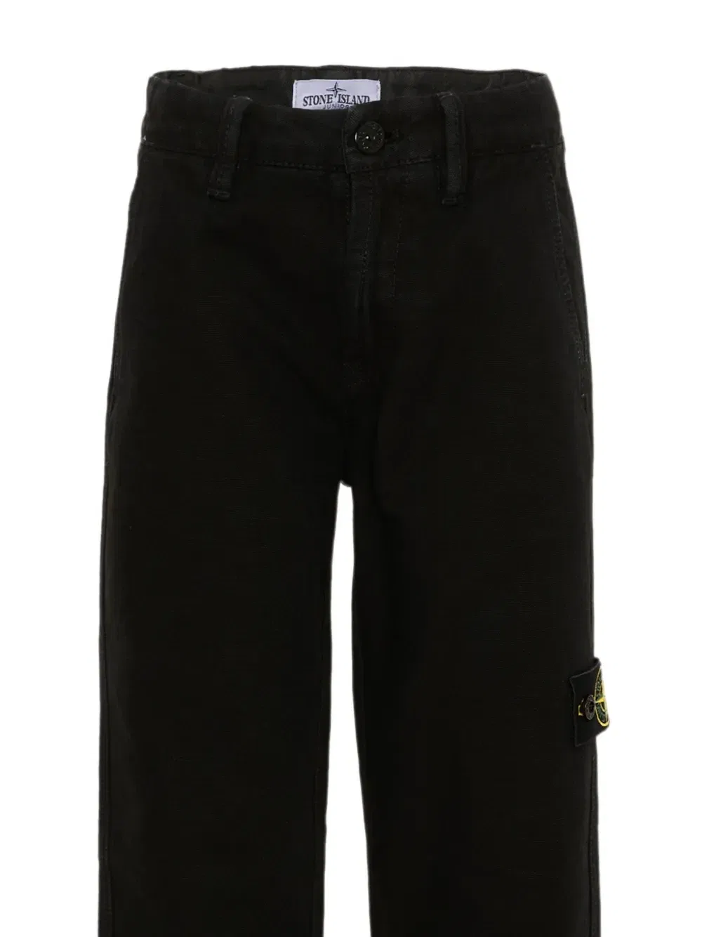 Брюки прямого кроя с нашивкой-логотипом Stone Island Junior, черный — фото 4