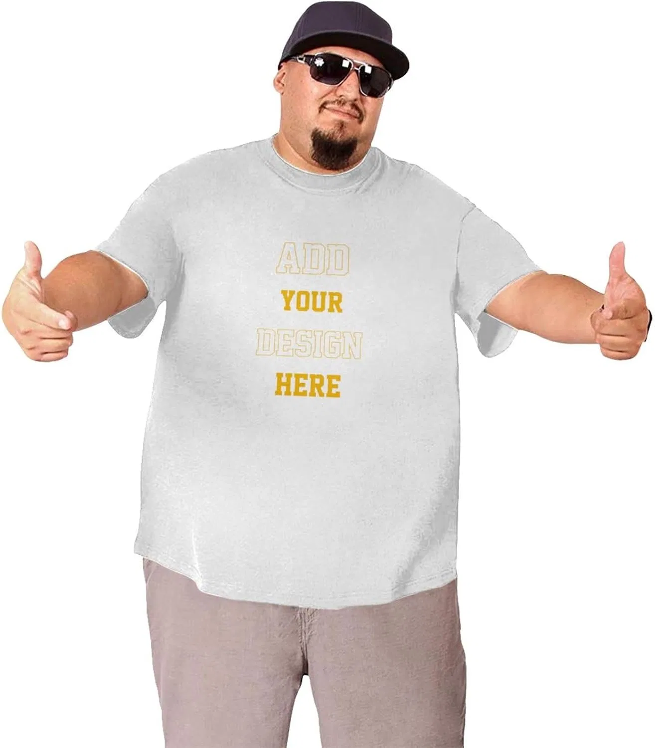 Мужская свободная футболка с круглым вырезом Custom Picture T-shirts for Big and Tall Men, White — фото 3