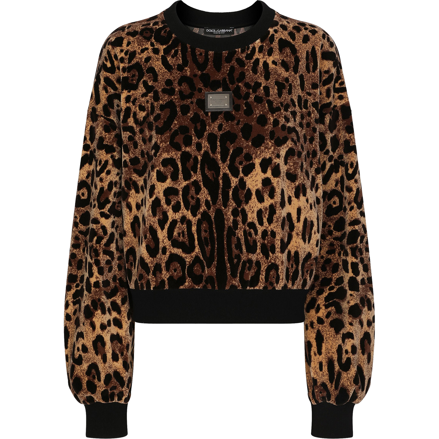 Свитшот Dolce & Gabbana Round-Neck Chenille With Jacquard Leopard Design, мультиколор