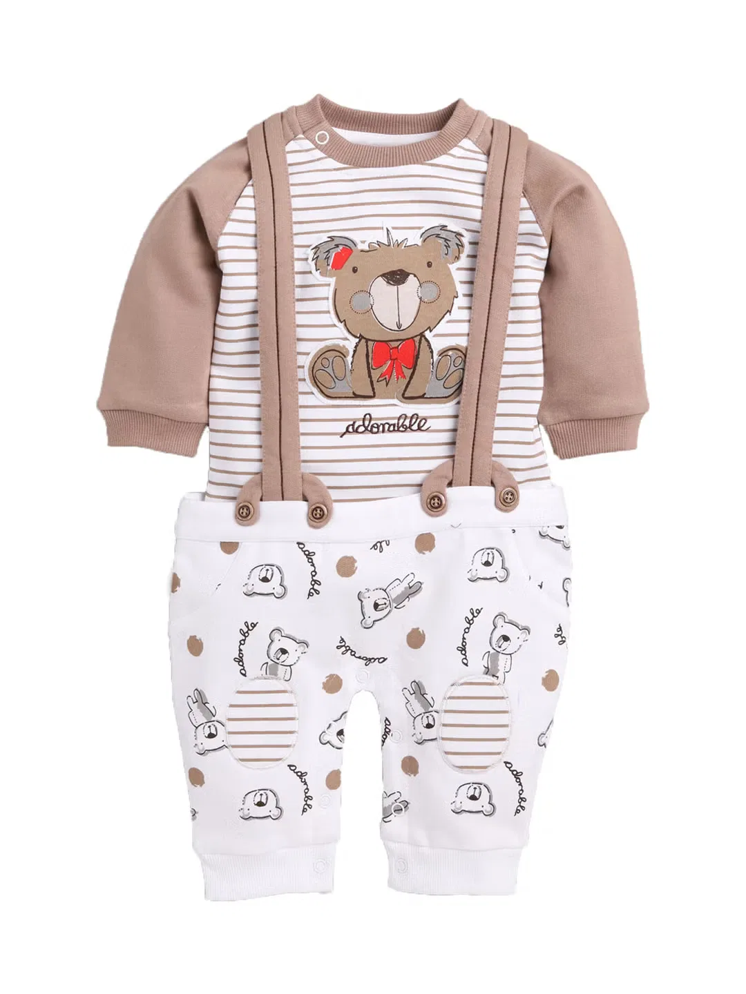 Комбинезон на длинном рукаве из хлопка Baby Go, бежевый