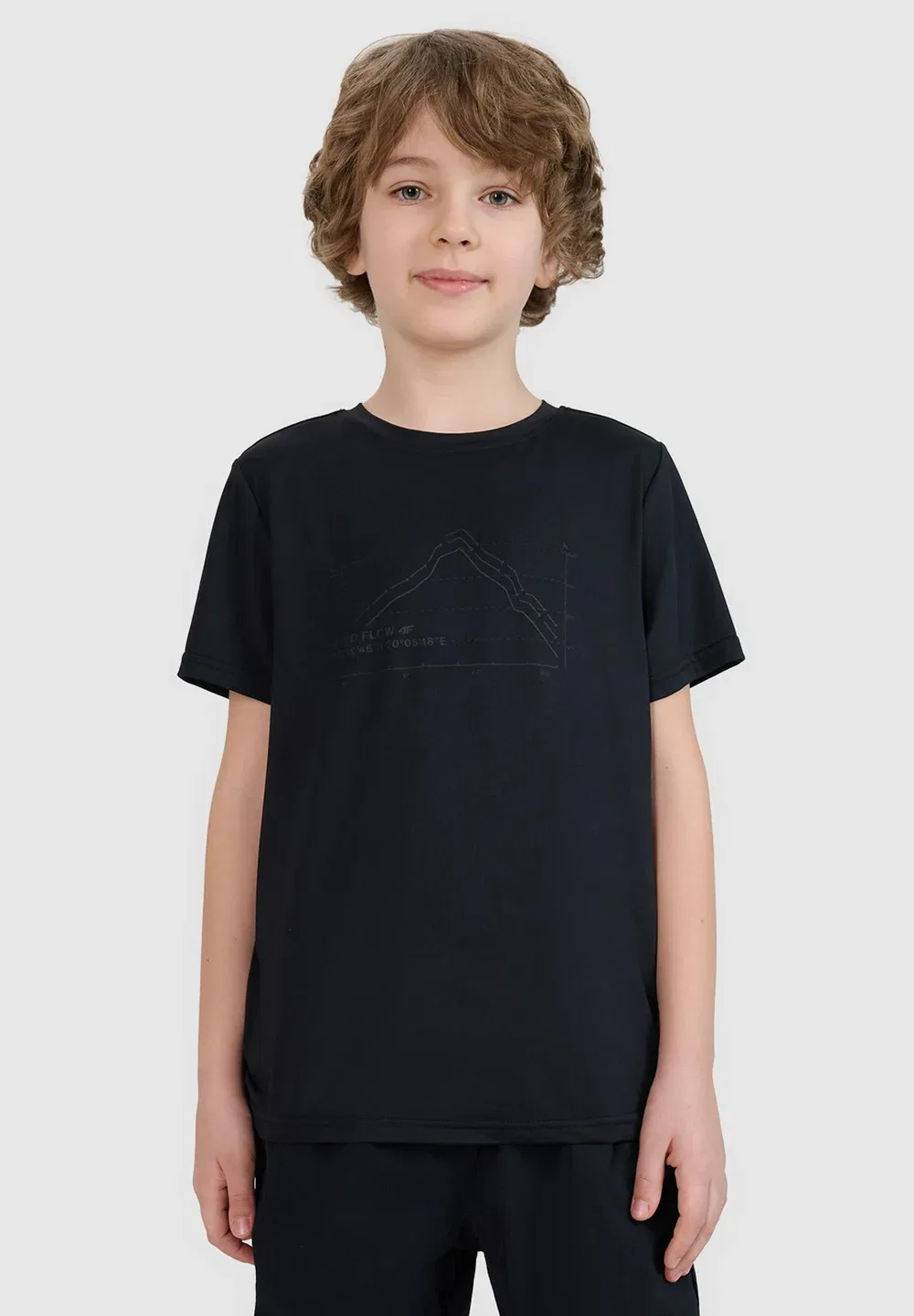Футболка trekkingowy szybkoschnący chłopięcy - czarny 122/128 (6-8 лат) - спортивная футболка 4F, Deep Black — фото 2