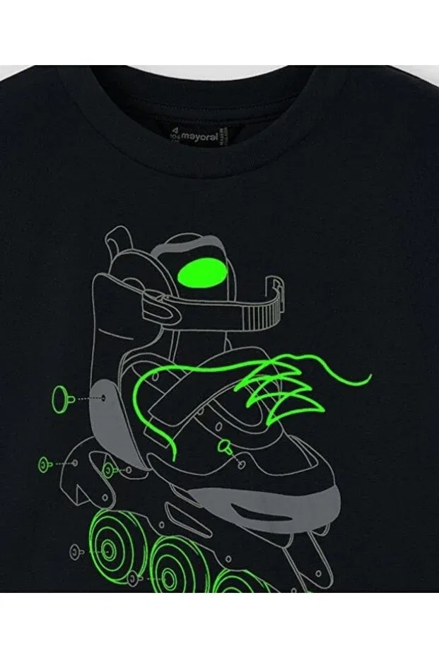 Детская футболка для мальчиков с принтом Shining Skate Mayoral, Black - Green — фото 4