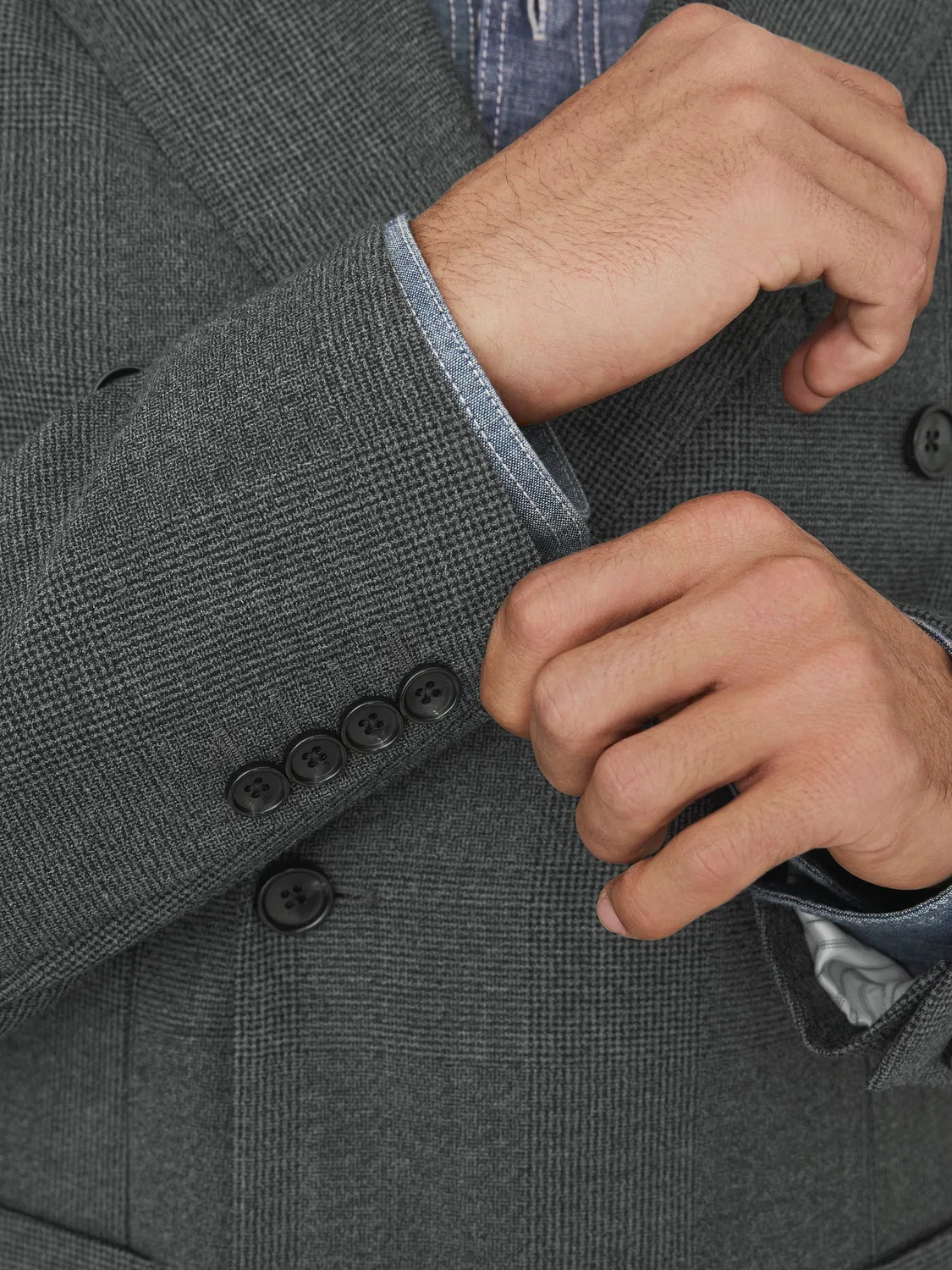 Пиджак двубортный Regular Fit, шерстяная смесь Next, серый — фото 4