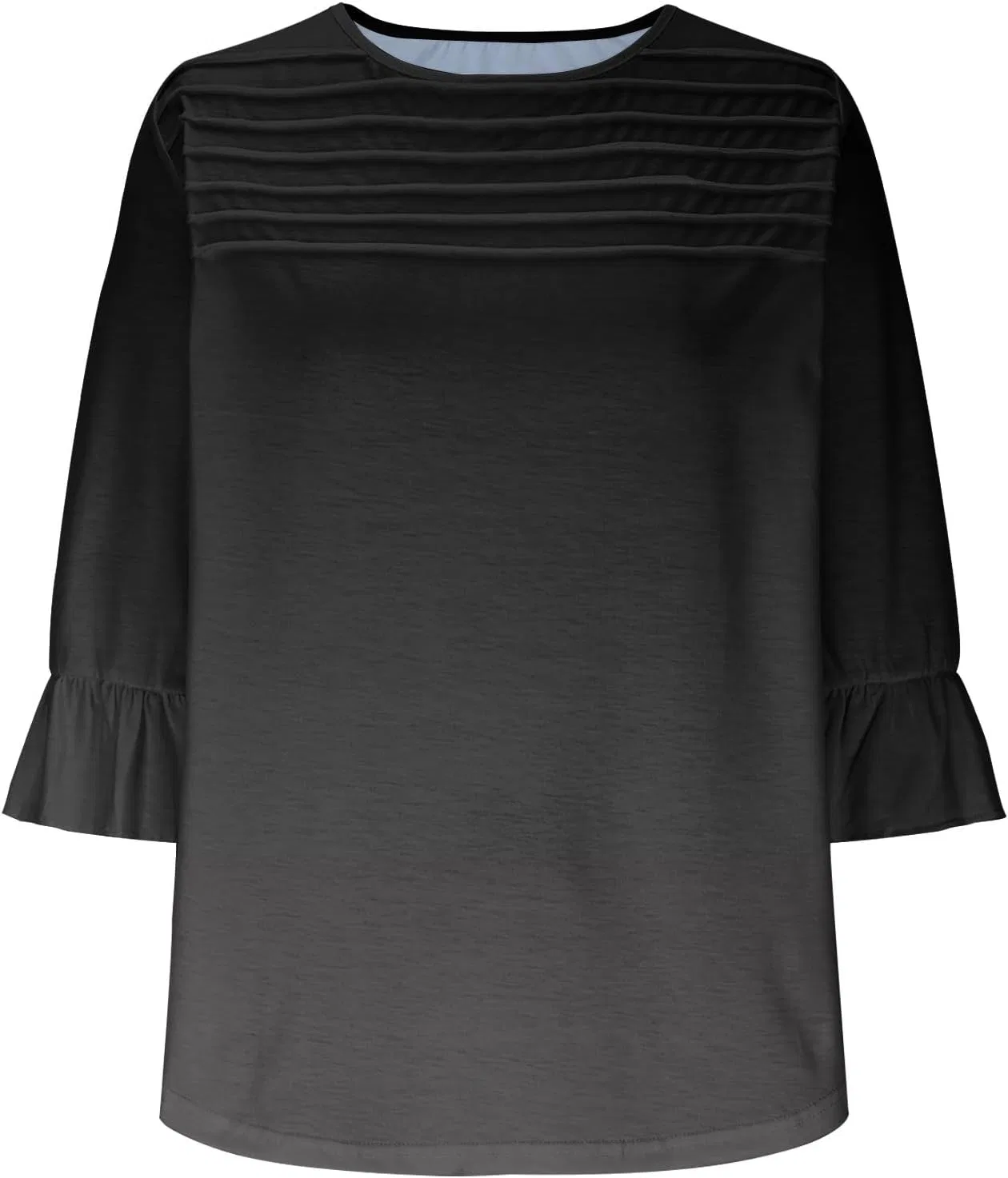 Женская футболка с длиной рукава 3/4 Bell Sleeve Tunic Top, Gray — фото 3