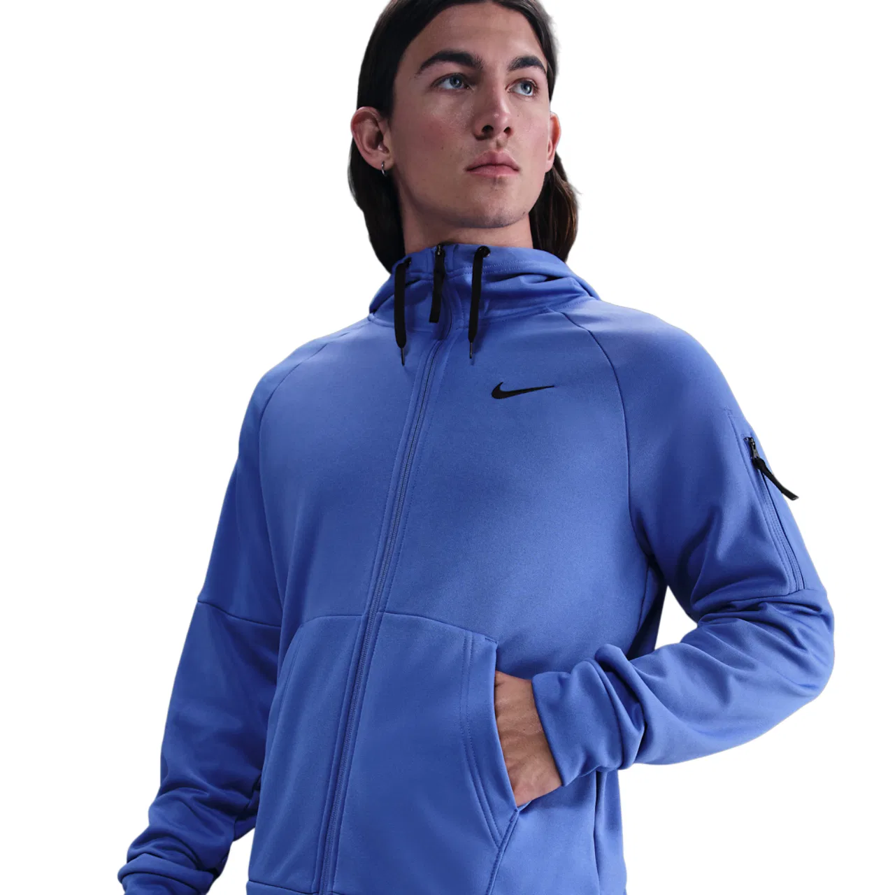 Мужское утепленное худи на молнии Therma Fleece Nike, Comet Blue/Black
