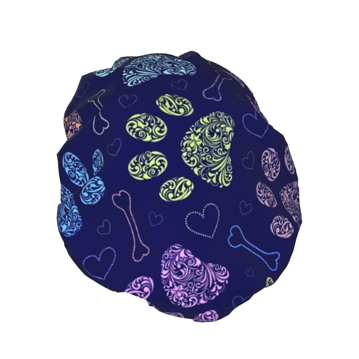 Шапочка для душа с принтом Flower Animal Paw Print, Oudrspo, двойная водонепроницаемость — фото 2