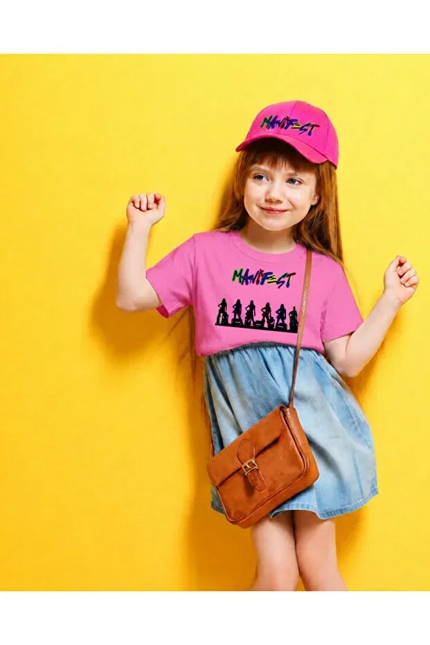 Детский комплект футболки и кепки с принтом Manifest Group Printed T-Shirt & Manifest Group Printed Pink Hat Concert Set Cirokids, Pink