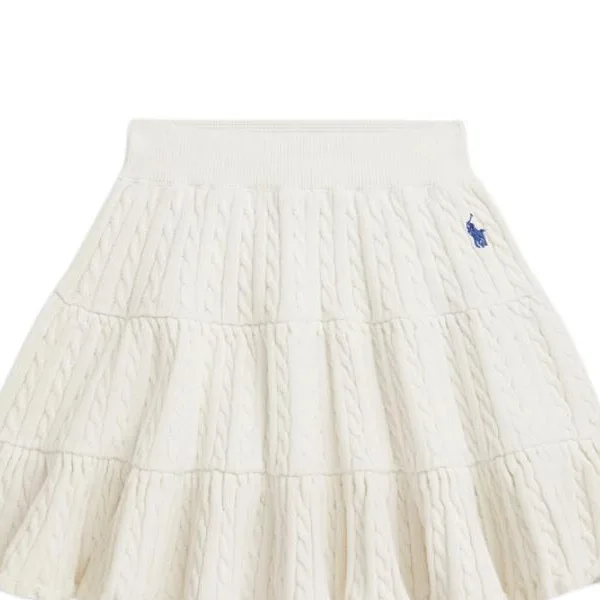 Однотонная умеренная юбка летняя Kids' Polo Ralph Lauren, washed белый — фото 4