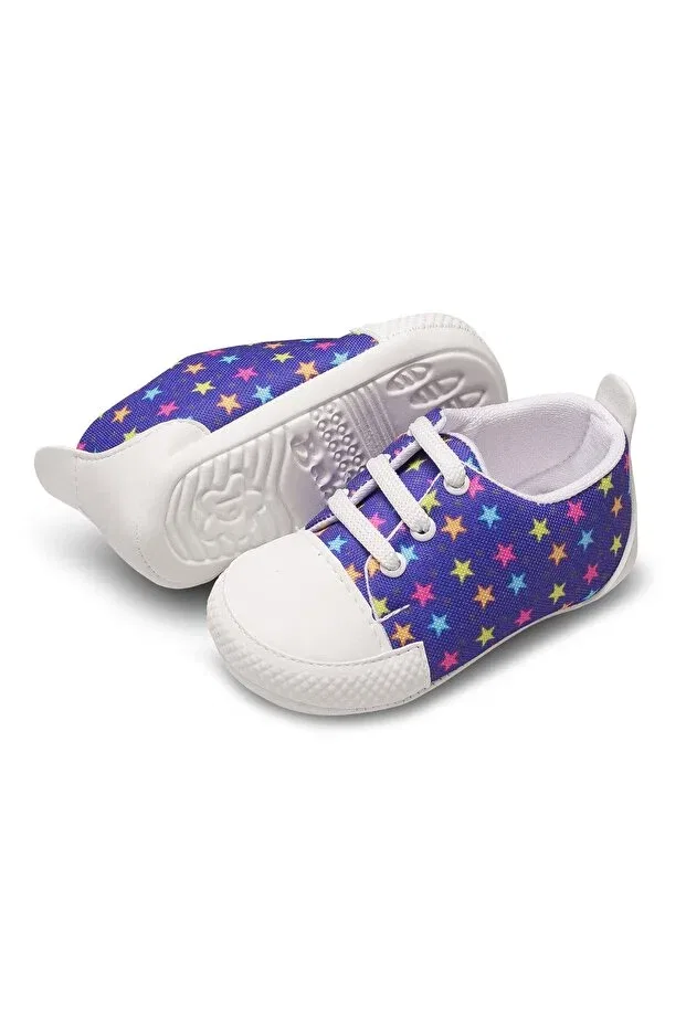 Детские пинетки для новорожденных с принтом Star Patterned Convers Kindo Baby, Navy Blue — фото 2
