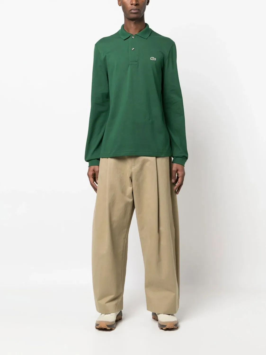 Lacoste Поло зеленое с логотипом — фото 3