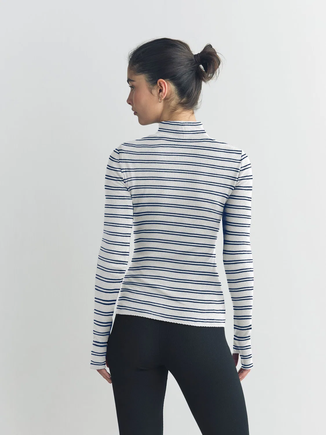 Термобелье женское Maximum Warmth Cosy Ribbed Roll Neck Next, Navy/Cream Stripe — фото 4