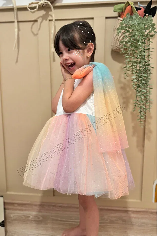 Детское платье для девочек с блестящим принтом Penu Baby Kids, Multicolor — фото 2